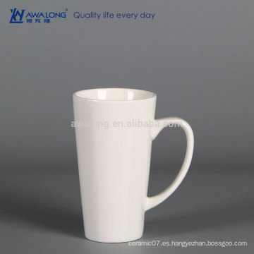 Taza de alta calidad blanca pura de la porcelana de la alta calidad, taza blanca llana de la porcelana